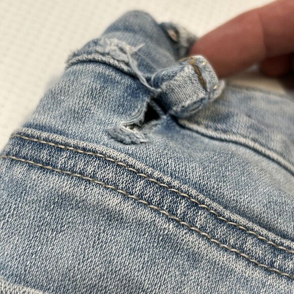 American Eagle 00 Hi Rise Jegging 360 Super Stretch Destroyed Denim Jeans 23x28 - Picture 15 of 16